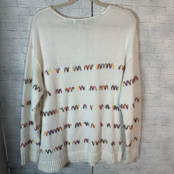 Christopher Banks women’s sweater white pastel coastal grandma colorful bohemian - Picture 2 of 8